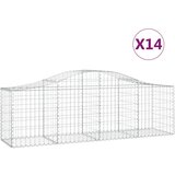 vidaXL Obokana gabionska košara 14 kosov 200x50x60/80cm cinkano železo, (20757766) Cene