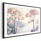  Plakat - Ocean Cliffs and Trees Delicate Motif in Pastel Colors 42x29.7 Crni okvir s margom | shoptok.hr