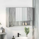 vidaXL Kupaonski ormar s ogledalom Sivi hrast sonoma 80 x 17 x 55 cm Cijene