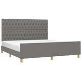  Posteljni okvir z vzglavjem temno siv 160x200 cm blago, (20794679) | Shoptok.si