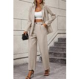 Fenzy Eleganten Enobarvni Hlačni Kostim, Bež | Shoptok.si
