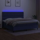  Box spring postelja z vzmetnico LED modra 200x200 cm blago, (20761240) | Shoptok.si