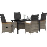 vidaXL 5-dijelni vrtni set za obedovanje s jastučićima u sivoj poli ratan | shoptok.hr