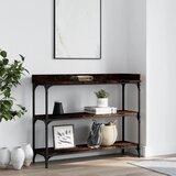 vidaXL Konzolna mizica s policami dimljeni hrast 100x30x80 cm Cene