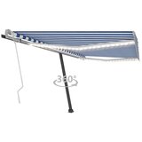vidaXL Ročno zložljiva tenda z LED lučkami 400x300 cm modra in bela Cene