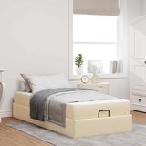  Okvir kreveta s madracem 2 pcs Krema tkanina | shoptok.hr