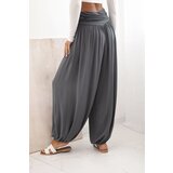 Kesi Włoski Women's viscose trousers with wide leg and ruffles graphite | shoptok.hr
