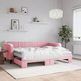  Dnevni krevet na razvlačenje ružičasti 90 x 200 cm baršunasti | shoptok.hr