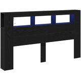  LED glava kreveta s policom Crni hrast 180 x 18,5 x 103,5 cm | shoptok.hr