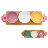 Set skledica Roža 41x12xh6cm / več barv / keramika, les, (5000198873)