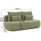 Ropez Kaki zelena/bež baršunasti sklopiva/s prostorom za odlaganje sofa 210 cm Saga – | shoptok.hr