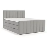 Svetlo siva boxspring postelja s prostorom za shranjevanje 180x200 cm Ruby –