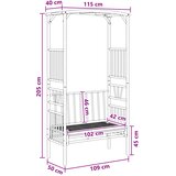  Vrtni luk s klupom Prirodna 115 x 50 x 205 cm Bambus | shoptok.hr