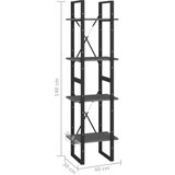 Ormarić za knjige s 4 razine sivi 40x30x140 cm masivna borovina | Eponuda.com