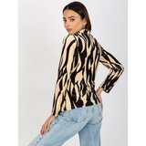 Fashion Hunters Light beige and black printed velor blouse from RUE PARIS Slike
