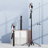 BLAVEC Selfie Stick Aluminium Fusion P08 tronožac + daljinski upravljač + 1 lampa - 220 cm -crni | shoptok.hr