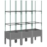  Vrtna sadilica s rešetkom svjetlosiva 120 x 40 x 142,5 cm PP | Eponuda.ba