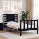Maison Chic Posteljni okvir - Enojna postelja - Postelja za odrasle z vzglavjem črn 100x200 cm trden les-J9390, (21761387) | Shoptok.si