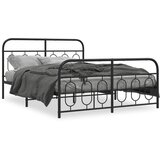 vidaXL Kovinski posteljni okvir z vzglavjem in vznožjem črn 140x190 cm | Shoptok.si