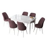 Hanah home set trpezarijski sto i 6 stolica zen white dusty rose | ePonuda.com