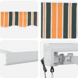 vidaXL Ručno uvlačiva tende Zelena i bijela 400x350 cm, Zamjenska tkanina za tende 4x3.5 m Zelena i bijela | shoptok.hr