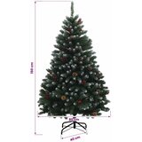  Umjetno božićno drvce zeleno s kuglicom 150 cm 150 LED lampica - Zelena s mraženim vrhovima Ø 80 x 150 cm s 150 LED dioda i crni | shoptok.hr