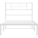  Metalni okvir za krevet s uzglavljem bijeli 100x200 cm | shoptok.hr