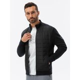 Ombre Men's unbuttoned jacket with quilted front - black Cene