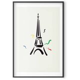  Plakat - Black Illustration of the Eiffel Tower on a Light Background 29.7x42 Crni okvir s margom | shoptok.hr