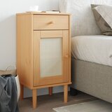 vidaXL Nočna omarica SENJA rjava 40x35x80 cm trdna borovina | Shoptok.si