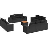  13-dijelni set vrtnih sofa s jastucima poliratan crni | shoptok.hr