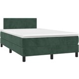 vidaXL Box spring postelja z vzmetnico temno zelen 120x190 cm žamet | Shoptok.si