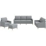 Maison Chic Sedežna garnitura - kavč 4-delna z blazinami svetlo sivo blago, (21729014) | Shoptok.si