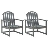  Vrtne fotelje 2 kom sive od masivnog bagremovog drva | shoptok.hr