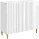  Strani šal Bela visok sijaj 89 x 34,5 x 80 cm Inženirski les, (5000217771) | Shoptok.si