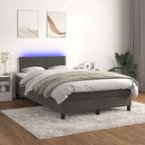  Box spring postelja z vzmetnico LED temno siva 120x200 cm žamet, (20725792) | Shoptok.si