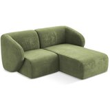 Makamii Zelena kotna sedežna garnitura iz šenilje (desni kot/z ležalnikom) Lani – | Shoptok.si