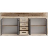 MID.YOU ŠIROKA KOMODA, antracit, barve hrasta | Shoptok.si