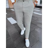 DStreet Men's Light Grey Striped Chino Trousers Cene