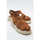 LuviShoes BELİV Women's Sandals with Tan and Suede Genuine Leather. Cene