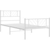 Metalni okvir kreveta uzglavlje i podnožje bijeli 75x190 cm | shoptok.hr