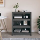 vidaXL Knjižna omara siva 80x35x97 cm trdna borovina Cene