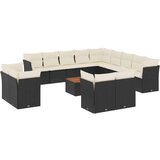  14-dijelni set vrtnih sofa s jastucima poliratan crni | shoptok.hr