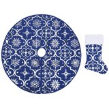  Luksuzna podloga za božićno drvce s čarapom plava 150cm tkanina | shoptok.hr