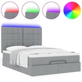  Otomanski krevet s madracem&LED svijetlosivi 140x190 cm tkanine | shoptok.hr