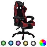 vidaXL Racing stol z RGB LED lučkami vinsko rdeče in črno umetno usnje | Shoptok.si