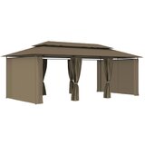  Sjenica sa zastorima 600 x 298 x 270 cm smeđe-siva 180 g/m² | shoptok.hr