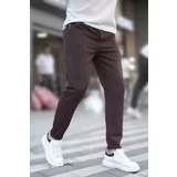 Madmext Brown Zipper Detailed Men's Trousers 6520