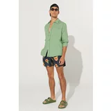 AC&Co / Altınyıldız Classics Men's Khaki Standard Fit Regular Fit Pocket Quick Dry Patterned Marine Shorts