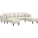  Baršunasta sofa s jastukom s jastukom 3 pcs Krem 208 cm Baršun | shoptok.hr